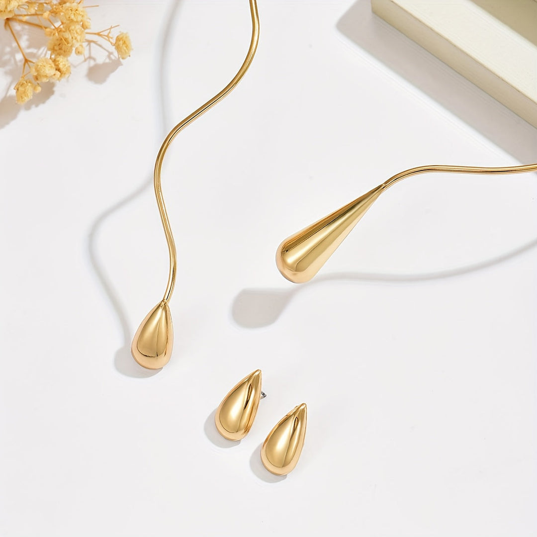 Taliah | Set Elegantes Halskette und Ohrringe mit asymmetrischem Tropfendesign