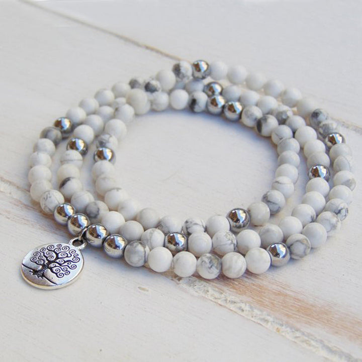 Chelsea | Pulsera Mala de Howlita con Cuentas Naturales y Estilo Espiritual