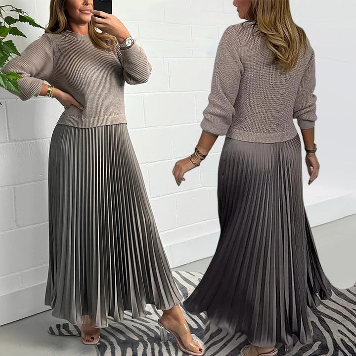 Galira | Elegantes Plissee-Kleid für Damen mit Rundhalsausschnitt