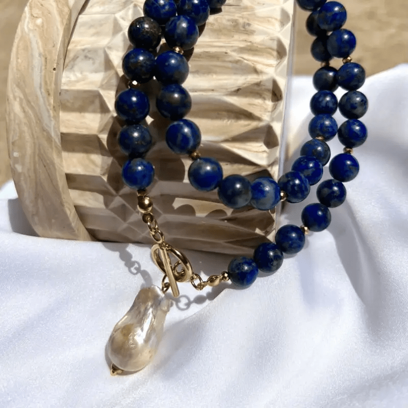 Havento | Barocke Boho-Halskette mit Perlen und Schmuckstein-Details