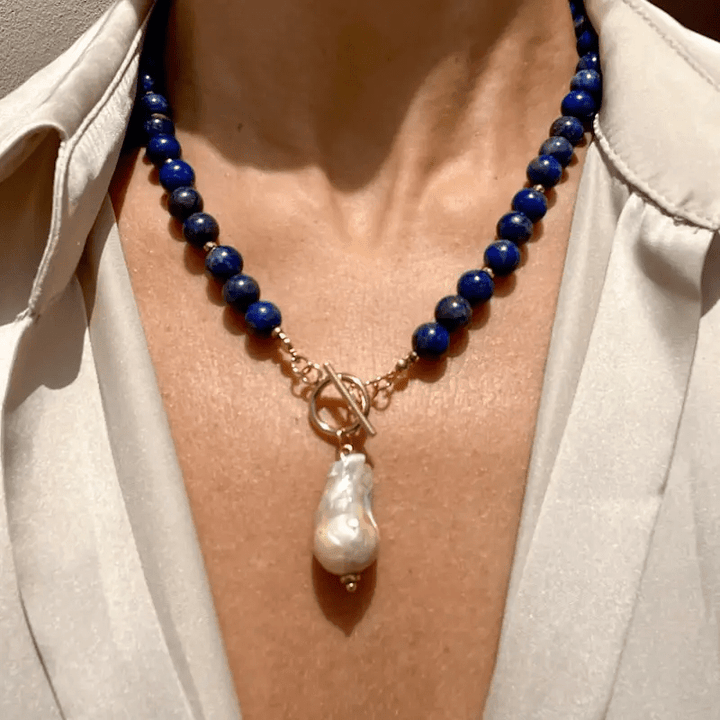 Havento | Barocke Boho-Halskette mit Perlen und Schmuckstein-Details