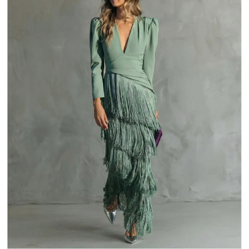 Sienna | Glamouröses Fransen-Ärmel Cocktailkleid