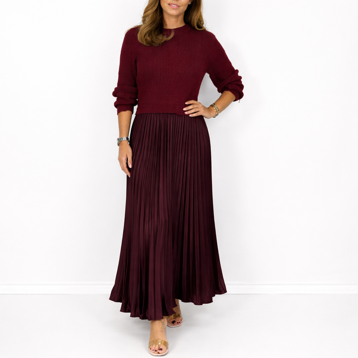 Galira | Elegantes Plissee-Kleid für Damen mit Rundhalsausschnitt