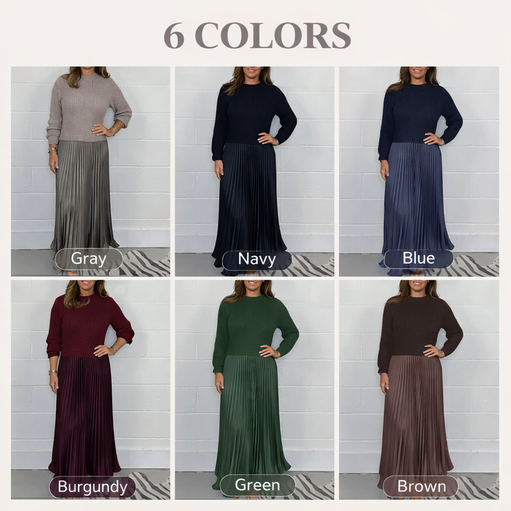 Galira | Elegantes Plissee-Kleid für Damen mit Rundhalsausschnitt