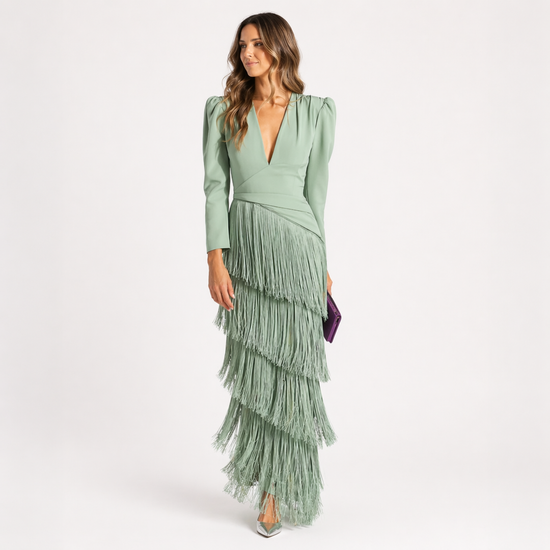 Sienna | Glamouröses Fransen-Ärmel Cocktailkleid