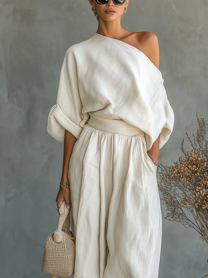 Galen | Elegantes Schulterfreies Top und Zulaufende Hose