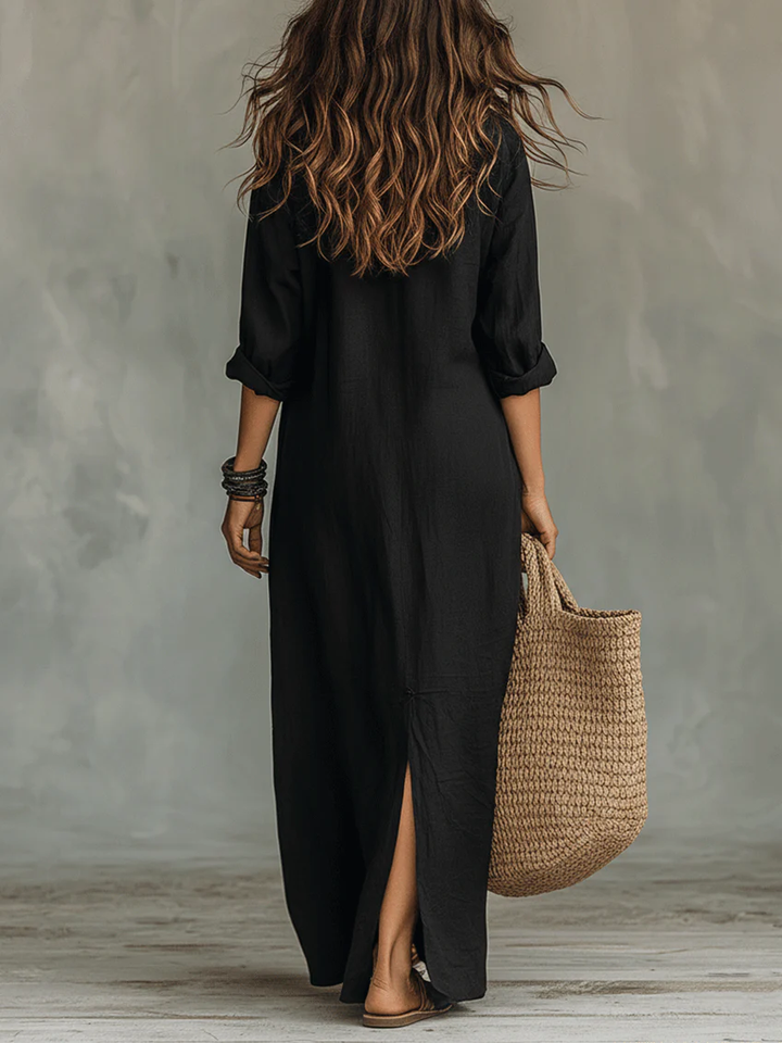 Hattie | Feminines Maxikleid mit V-Ausschnitt