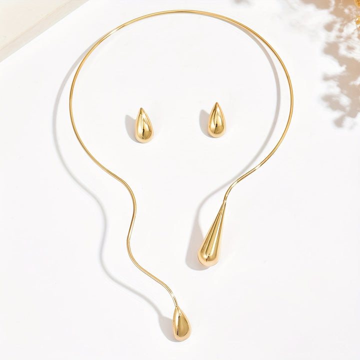 Taliah | Set Elegantes Halskette und Ohrringe mit asymmetrischem Tropfendesign