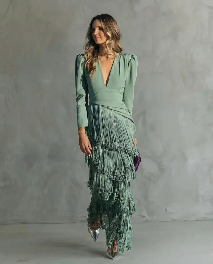 Sienna | Glamouröses Fransen-Ärmel Cocktailkleid