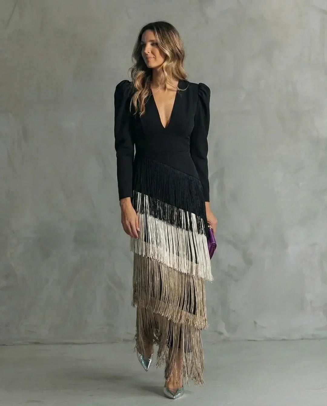 Sienna | Glamouröses Fransen-Ärmel Cocktailkleid