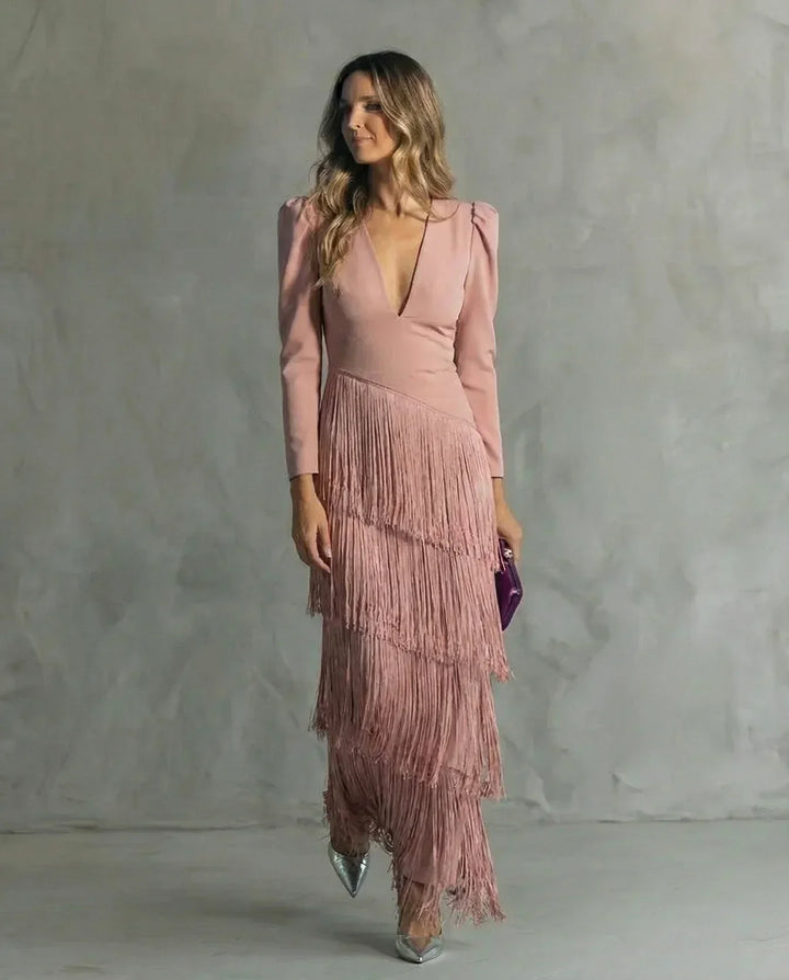 Sienna | Glamouröses Fransen-Ärmel Cocktailkleid