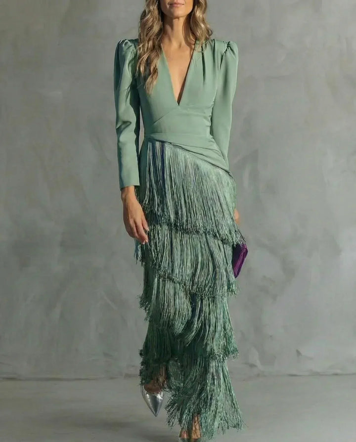 Sienna | Glamouröses Fransen-Ärmel Cocktailkleid
