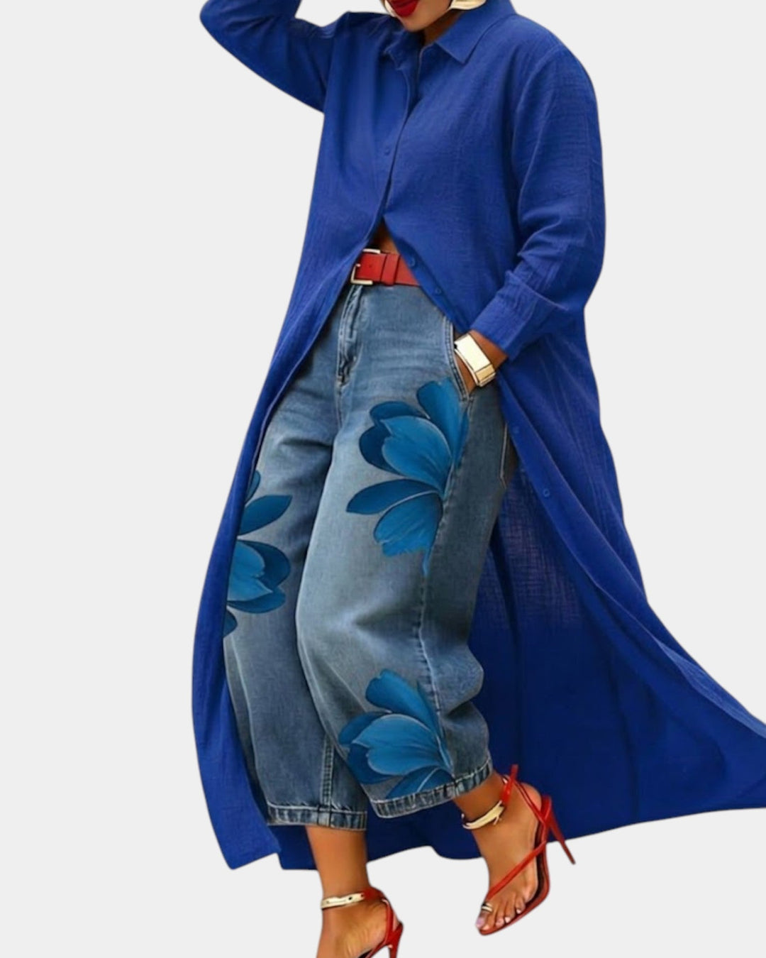 Zadira | Set aus weitem Jeanskleid und Hose