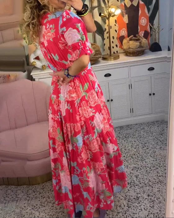 Orla | Elegantes bedrucktes Kleid mit V-Ausschnitt und Taschen