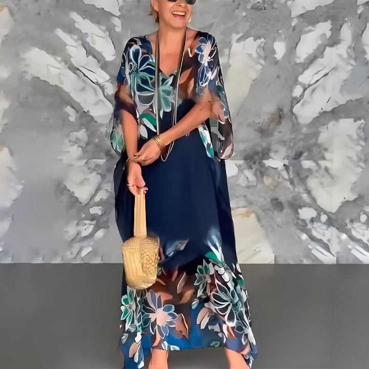 Ione | Elegantes fließendes Maxikleid mit V-Ausschnitt