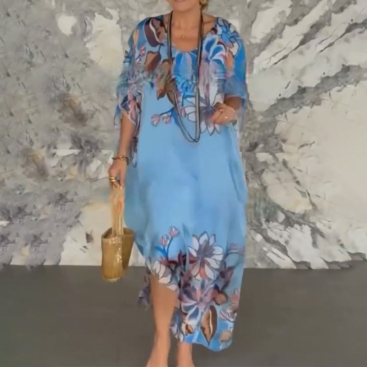 Ione | Elegantes fließendes Maxikleid mit V-Ausschnitt