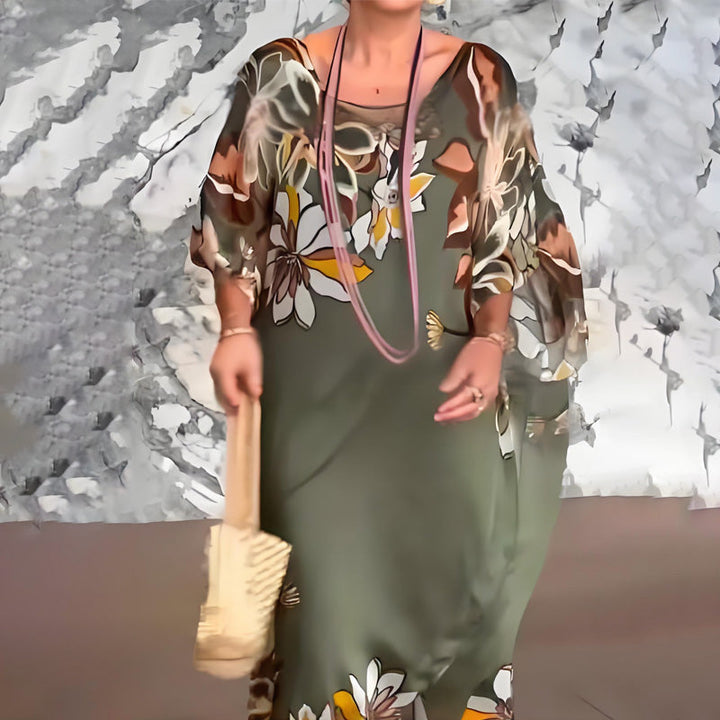 Ione | Elegantes fließendes Maxikleid mit V-Ausschnitt