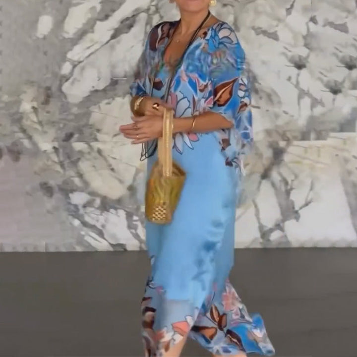 Ione | Elegantes fließendes Maxikleid mit V-Ausschnitt