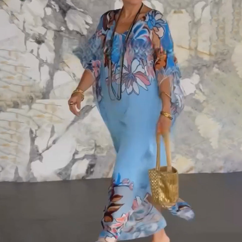 Ione | Elegantes fließendes Maxikleid mit V-Ausschnitt